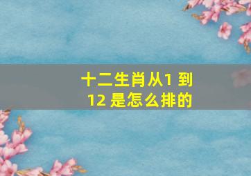 十二生肖从1 到12 是怎么排的